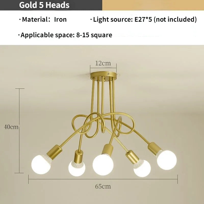 Decorbites™ Gold-Schwarze Sputnik-Hängelampe für Wohnzimmer Schlafzimmer Landhausstil