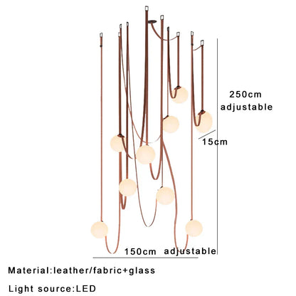 DecorBites™ Leather Glass Ball Pendant Light for Living Room, Adjustable Belt DIY Fixture