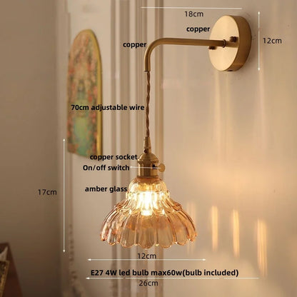 DecorBites™ LED Wall Lights Modern Nordic Pull Chain Glass Bedroom Lamp
