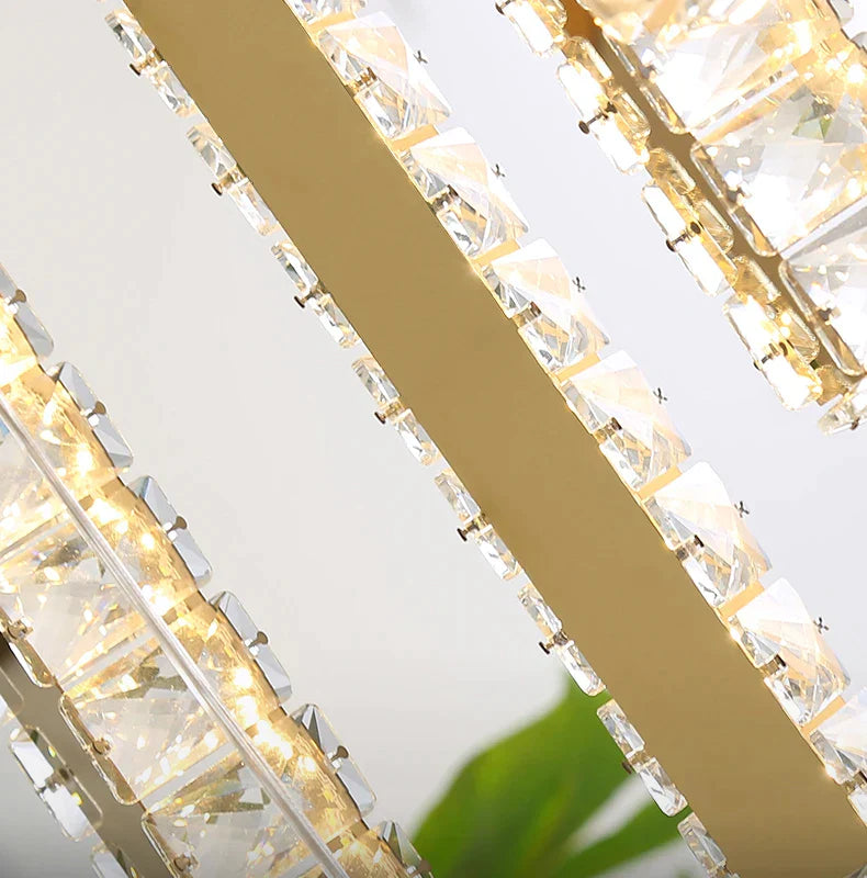 Chrome Crystal Pendant Light 20-Head Staircase