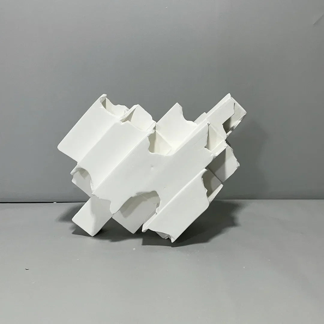 DecorBites™ Escultura geométrica de cerámica para arreglos florales, tubo cuadrado, decoración irregular