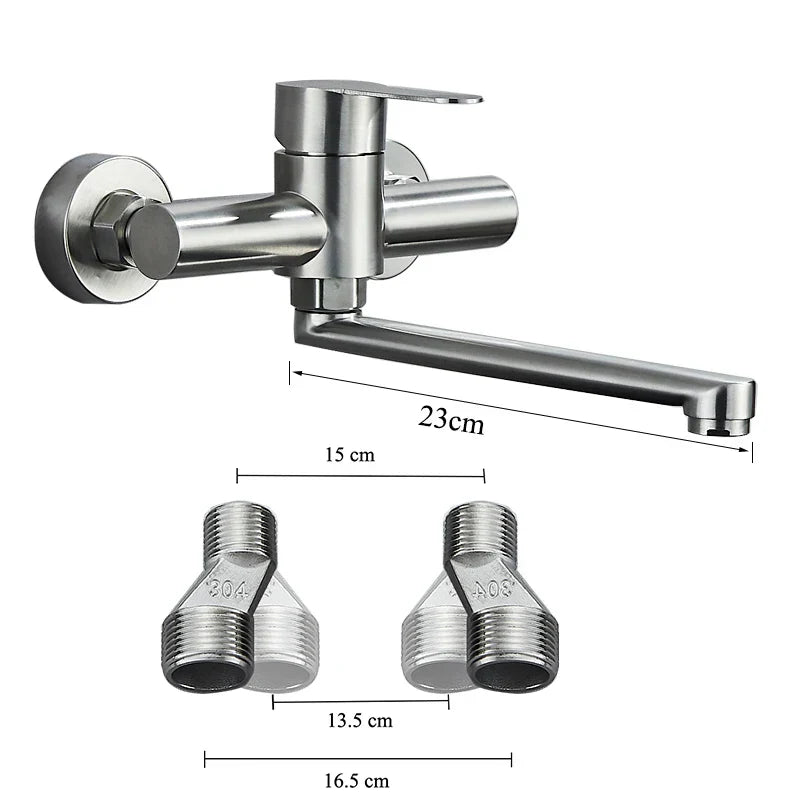 DecorBites™ Brushed Nickel Kitchen Faucet - Double Hole Mixer for Cold and Hot Water