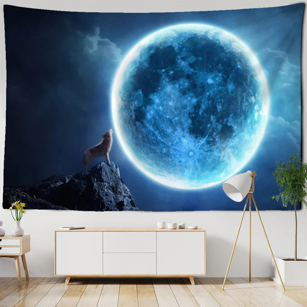 Decobites White Wolf Tapestry Wall Hanging - Mystical Home Decor