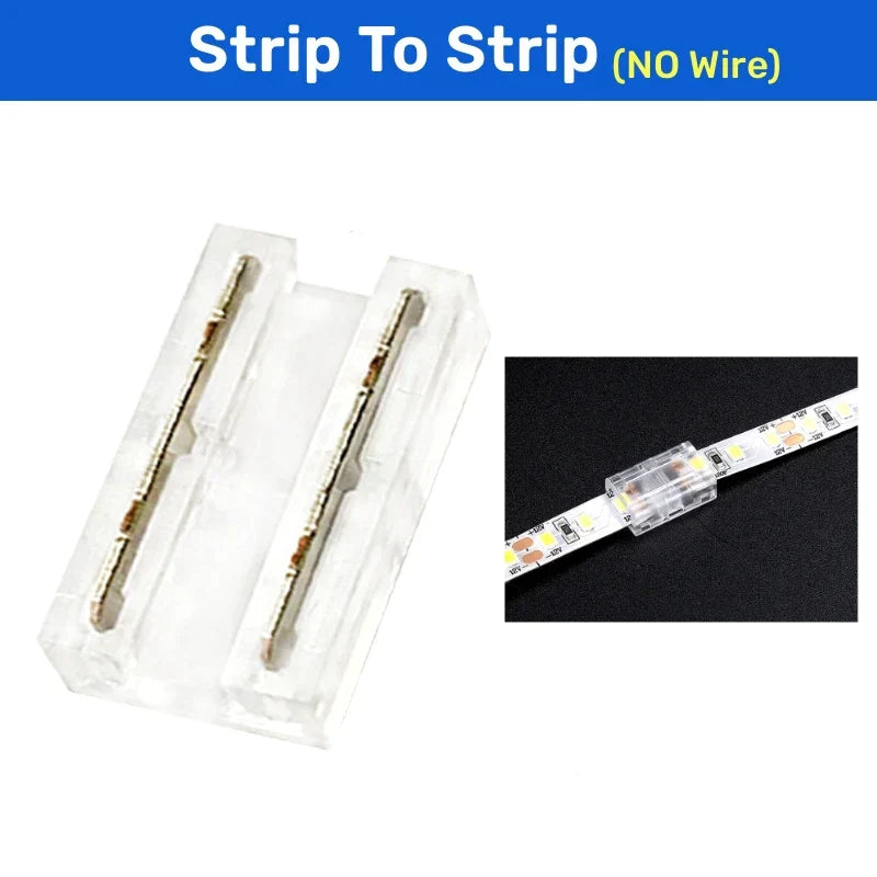 Conectores DecorBites™ de 2 pines para tiras LED COB 2835/5050 SMD, clip fijo de 90°