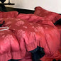 Decobites Vintage French Ruffles Black Edge Rose Jacquard Bedding Set & Sheet Set