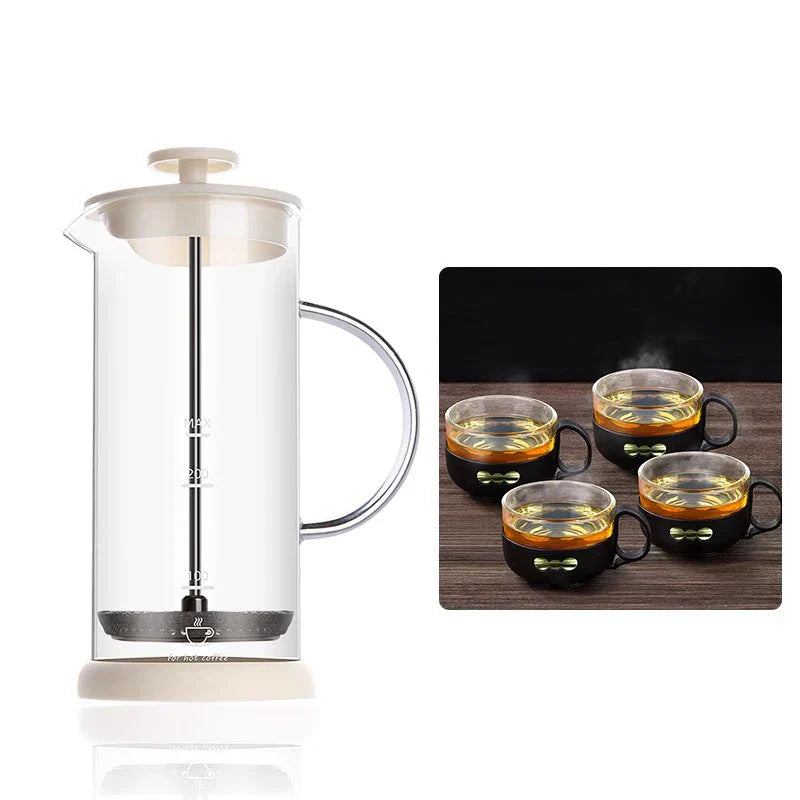 DecorBites™ Glass Espresso Coffee Maker Milk Hand Foam Mixer Blender