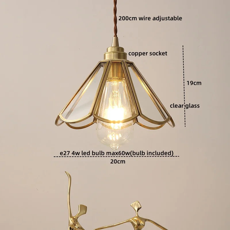 DecorBites™ Glass Copper LED Hanging Light: Nordic Pendant Lamp, Living Room Bedroom Coffee Knob Switch