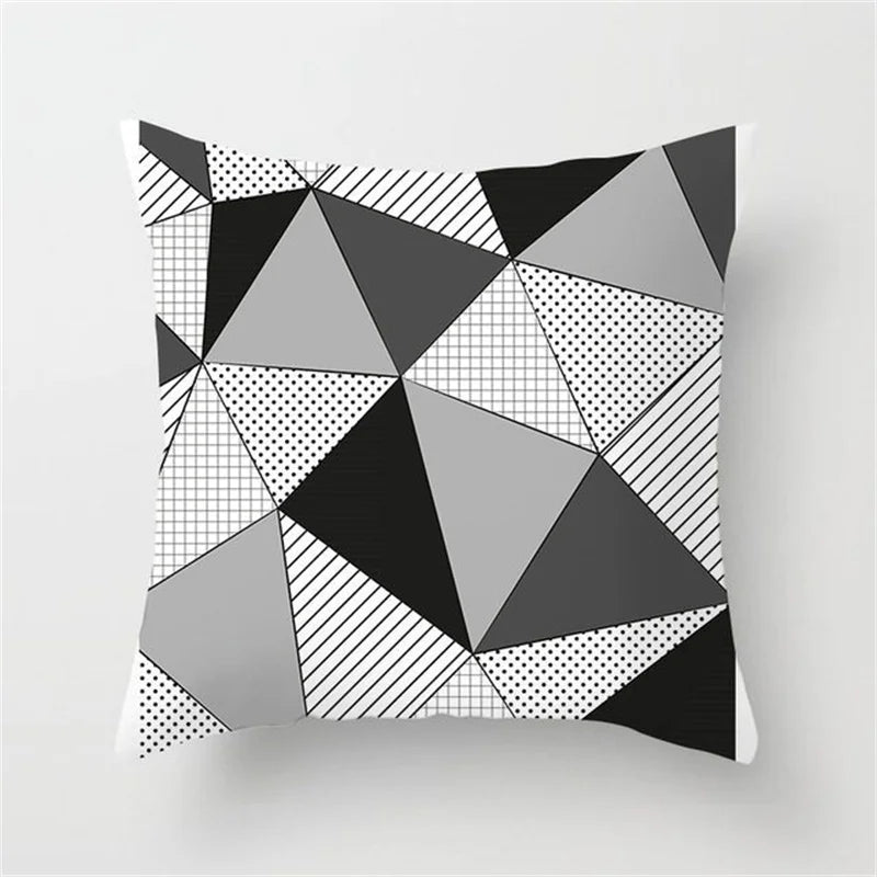 DecorBites™ Heart Stripe Pillow Cases | Black & White Polyester Cushion Covers