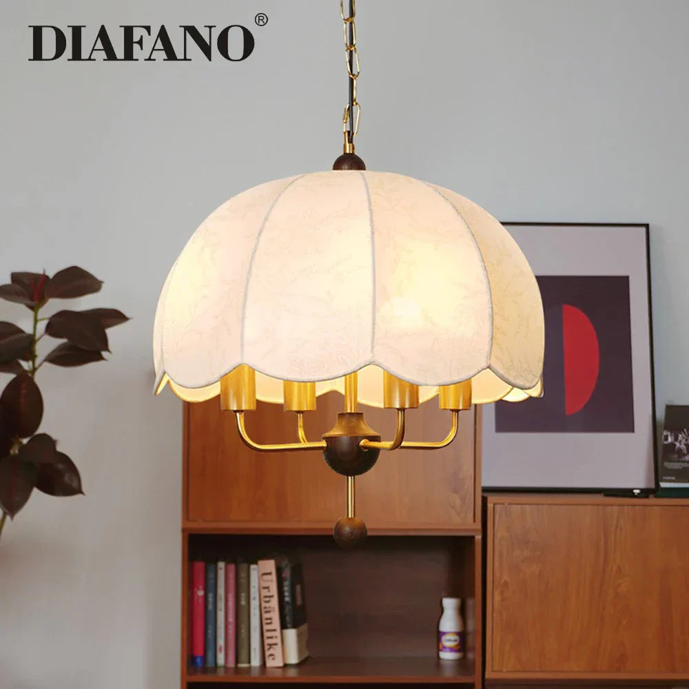 DecorBites™ Korean Fabric Pendant Light for Bedroom Study Hotel Chandelier LED Lamp