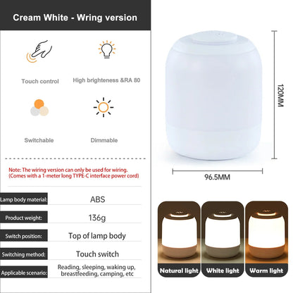 DecorBites™ LED Touch Night Light Baby Sleeping Lamp with 3-Color Dimming