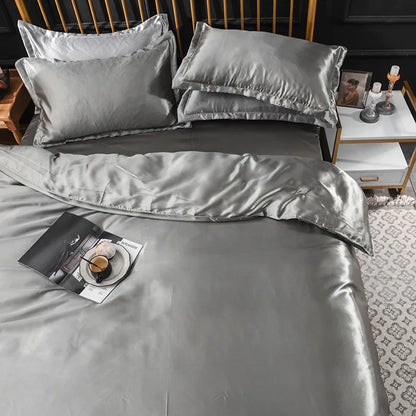 DecorBites™ Ice Rayon Satin Bedding Set: Cooling, Soft, Summer Comfort for Twin-Double Bed