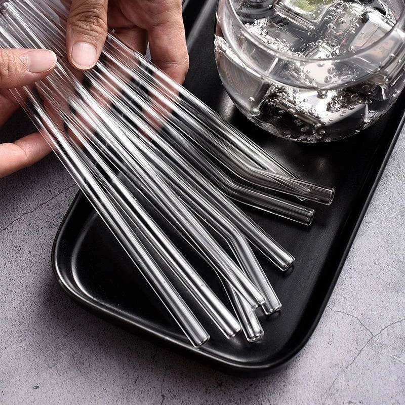 DecorBites™ Glass Straw Set for Smoothies Cocktails Bar - Reusable, High Borosilicate Straw