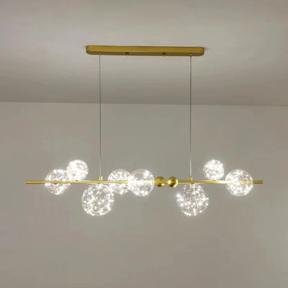 DecorBites™ LED Glass Bulb Pendant Light: Modern Round Design, Gold/Black, Gypsophila String