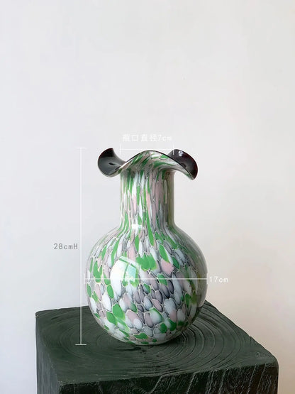 DecorBites™ Handmade Glass Vase Pebble Marble Home Decoration Floral Arrangement Accessories