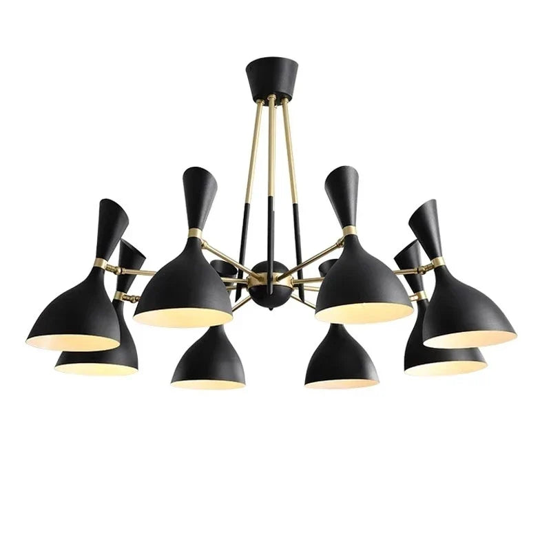 DecorBites™ Nordic LED Multiple Head Chandelier - Black/White Iron Art - Living Room/Bedroom/Kitchen/Hotel