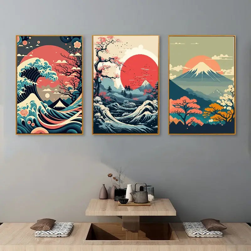 Decorbites™ Japanische Vintage-Kunst-Leinwand-Set