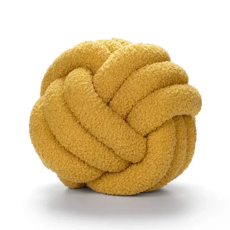 Decobites Lamb Fleece Sofa Bed Pillows, High-End Knotted Ball Cushions for Elegant Living Room Decor