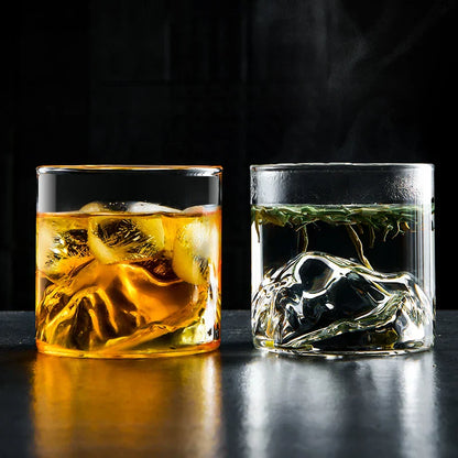 Copa de vino DecorBites™ Glacier: Vaso de whisky de estilo japonés con diseño del monte Fuji