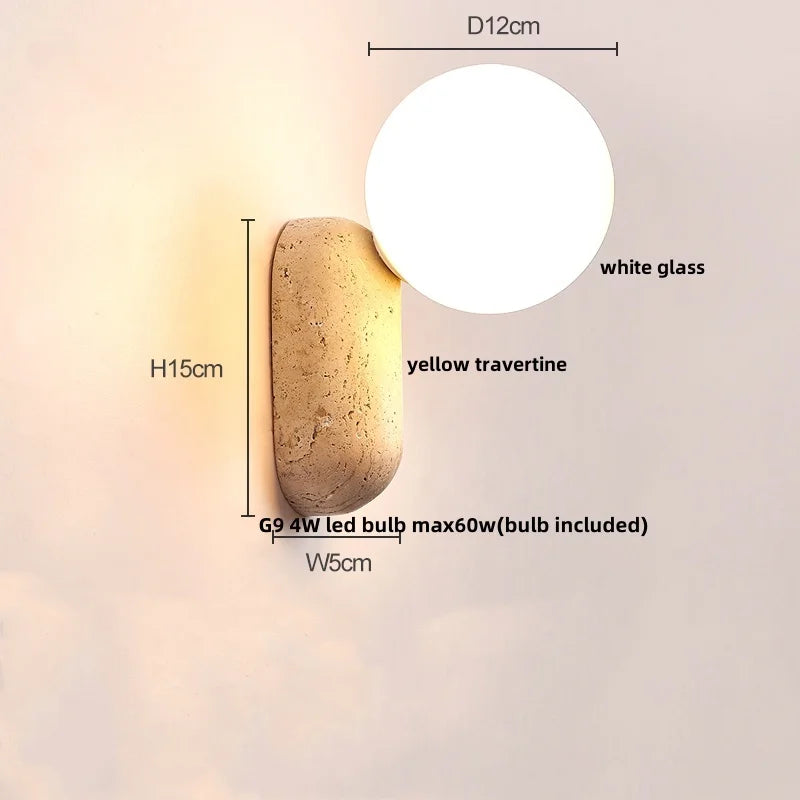 DecorBites™ LED Travertine Wall Light - Natural Yellow Ambiance for Aisle, Study, Porch