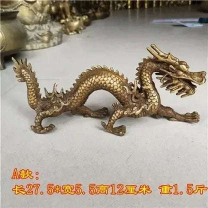 DecorBites™ Large Copper Dragon Ornament Feng Shui Craft Gift Antique Collectible