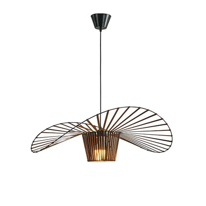 DecorBites™ Black Rattan Hat Pendant Lamp LED Chandelier for Home Decor