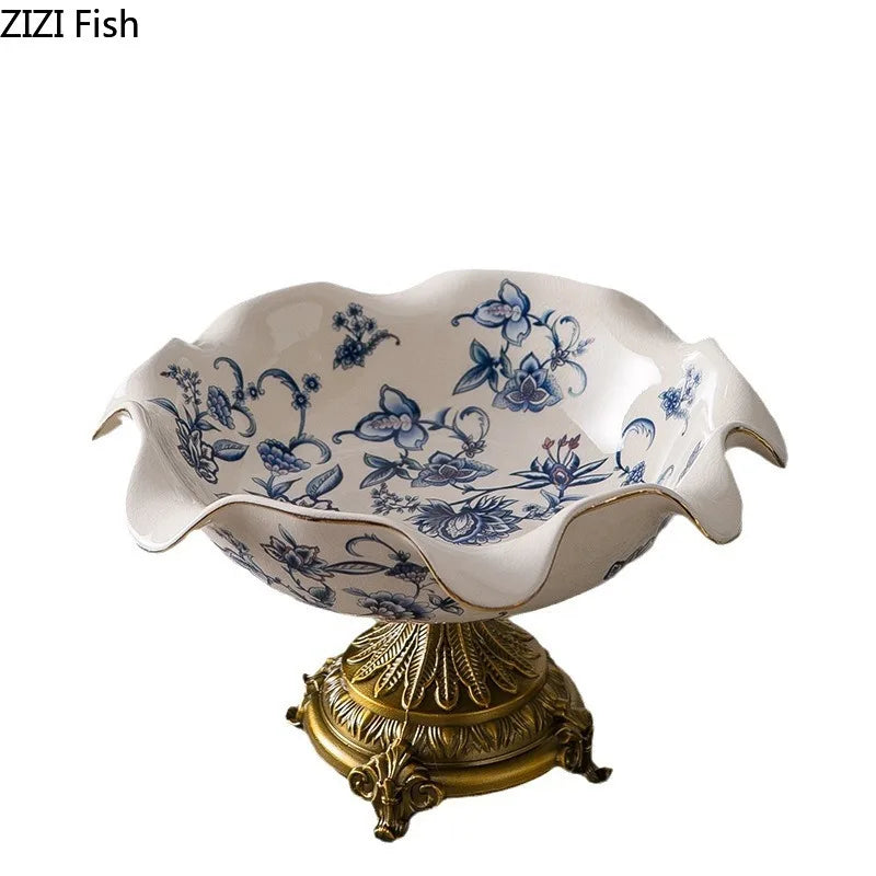 طبق حلوى وطبق وعاء وجبات خفيفة من DecorBites™ بنمط زهرة زرقاء