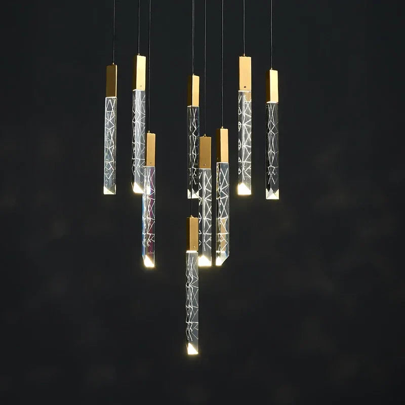 DecorBites™ Gold Crystal LED Chandelier for Modern Loft Living Room Staircase