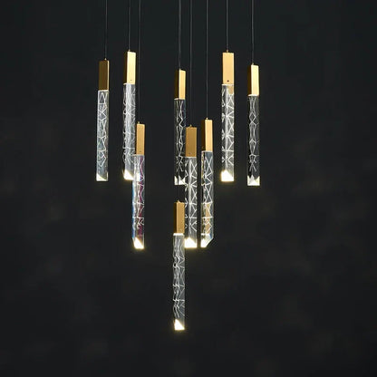 DecorBites™ Gold Crystal LED Chandelier for Modern Loft Living Room Staircase
