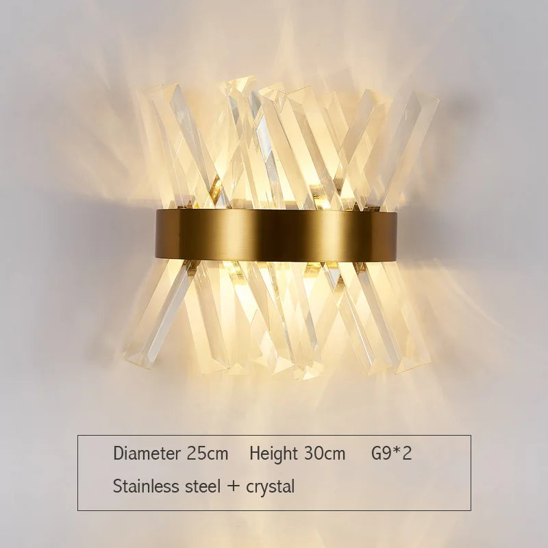 Luces de pared de cristal dorado Decorbites™: Aplique LED moderno para dormitorio, sala de estar y baño