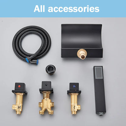 DecorBites™ Black Waterfall LED Bathtub Faucet Set