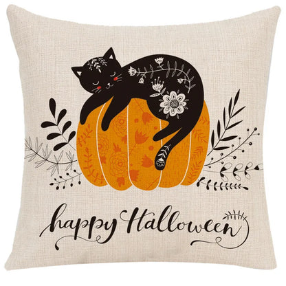 DecorBites™ Halloween Linen Cushion Cover for Living Room Decor and Sofa - Trick or Treat