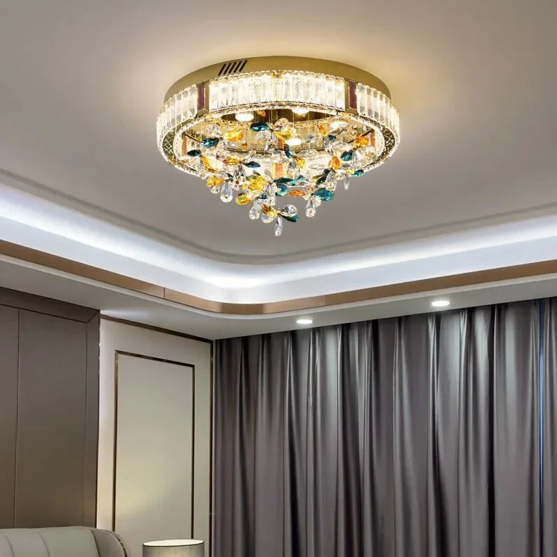 DecorBites™ Crystal Flower LED Ceiling Lamps: Modern Home Decor, Colorful Round Lights