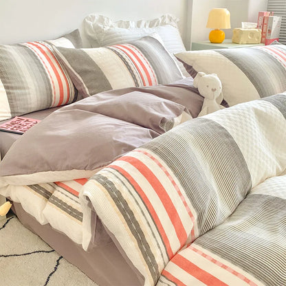 طقم أغطية سرير من قماش الجاكار القطني DecorBites™ - مقاس فردي مزدوج كوين كينج