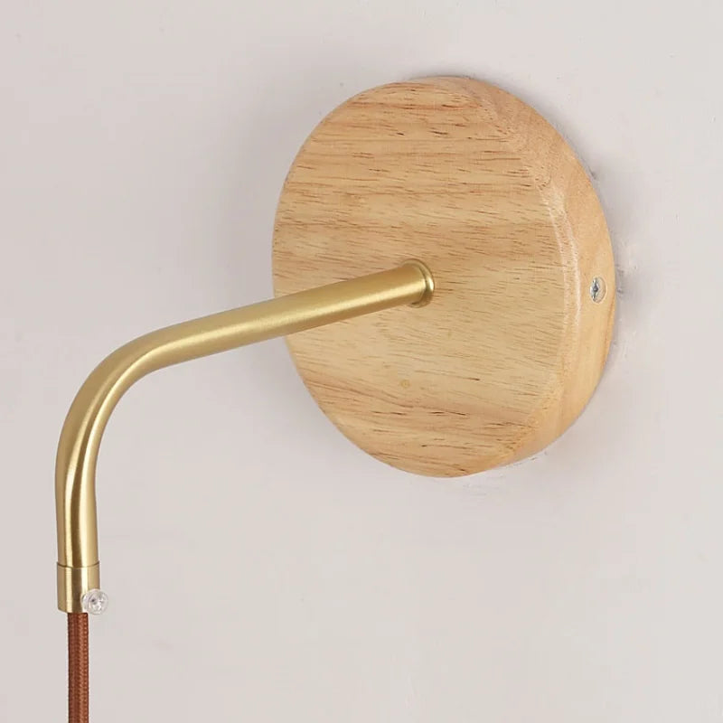 DecorBites™ Clear Glass LED Wall Lights with Wood Pull Chain Switch, Modern Art Bedside Lamp