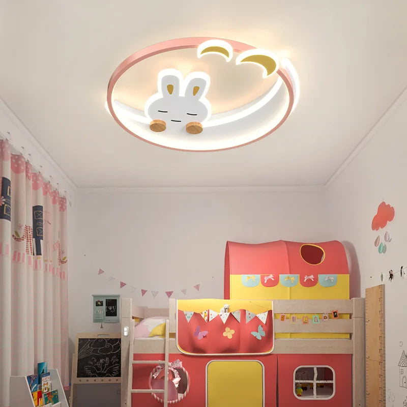 DecorBites™ Kids Crescent Moon Rabbit Ceiling Chandelier LED Bedroom Light