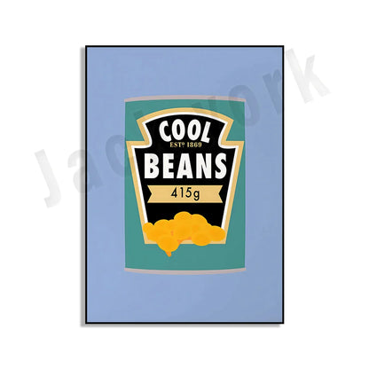 ملصق فني طعام من DecorBites™ Blue Cool Beans Pesto Pasta Soy Pun