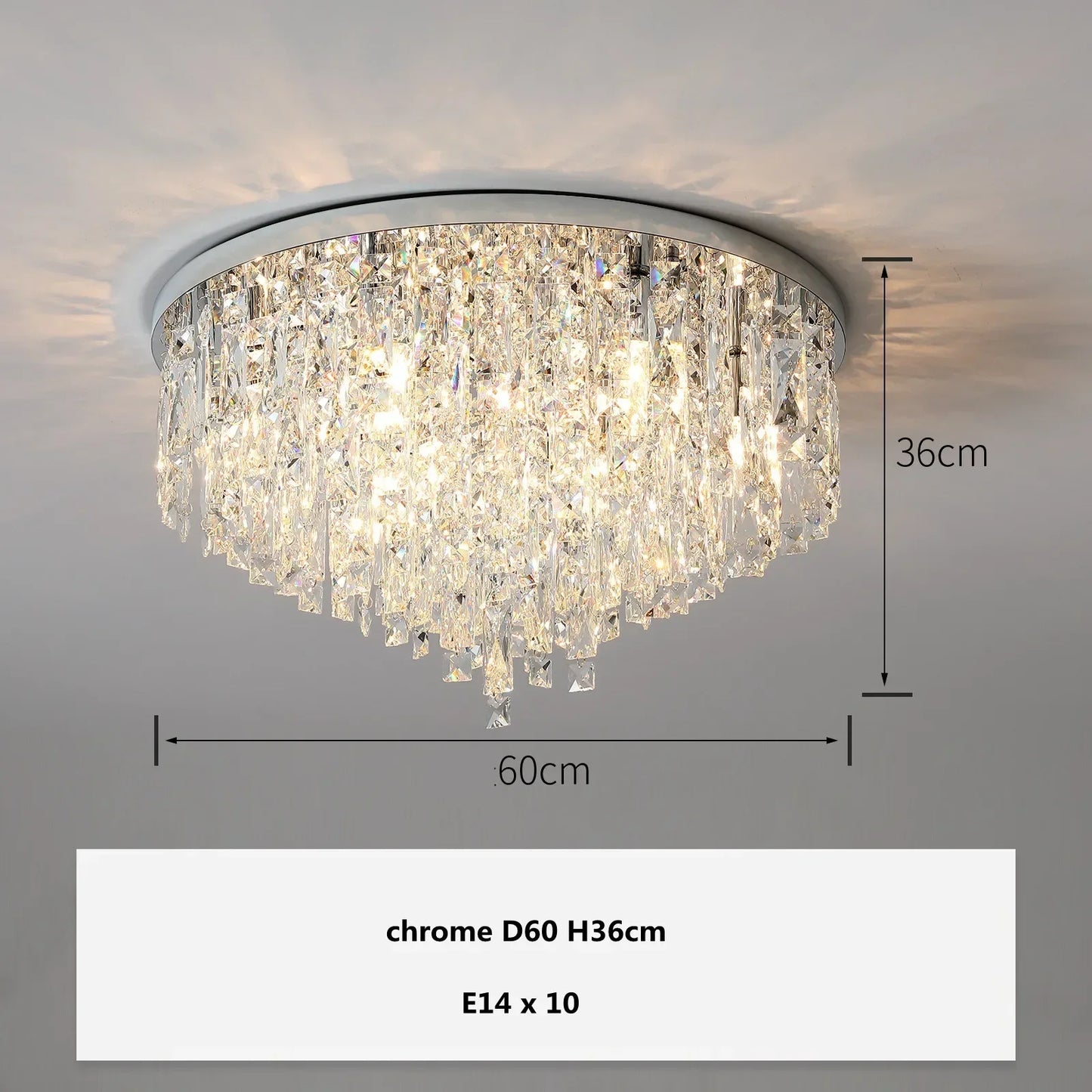 DecorBites™ Crystal Steel LED Ceiling Chandelier, Modern Art Deco Lighting Fixture
