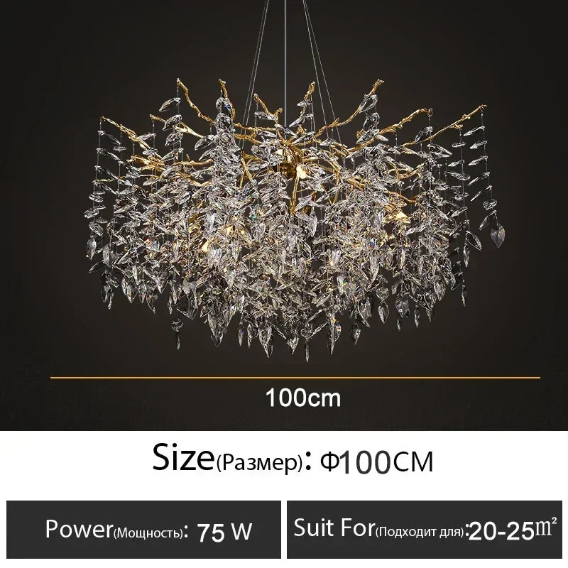 DecorBites™ Branch Crystal Chandelier: Luxury LED Ceiling Light for Living Room & Dining Room