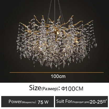 DecorBites™ Branch Crystal Chandelier: Luxury LED Ceiling Light for Living Room & Dining Room