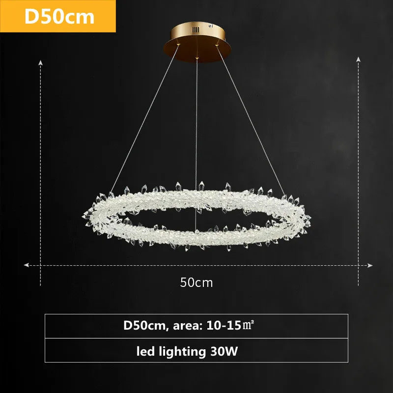 Lámpara colgante DecorBites™ Luxe Crystal - Lámpara circular LED Art Déco regulable