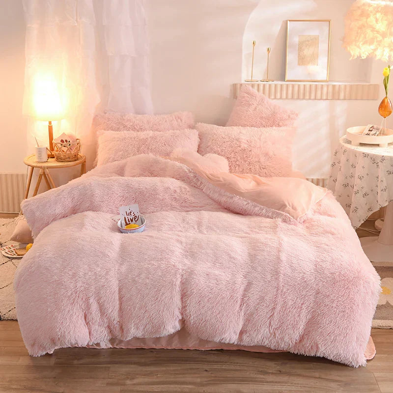 Decobites Plush Duvet Cover Set with Sheet Pillow Covers Luxury Winter Bedding