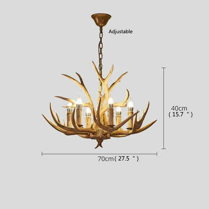 DecorBites™ Antler Deer Chandelier: Rustic Resin Hanging Lamp for Living Room & Loft