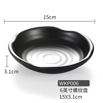 طقم أطباق وأطباق صلصة غمس بلاستيكية من الميلامين الأسود من DecorBites™ - عبوة من 4 قطع