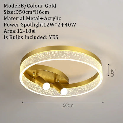 DecorBites™ Gold LED Ceiling Lights Remote Control Dimmable Living Room Kitchen Lighting