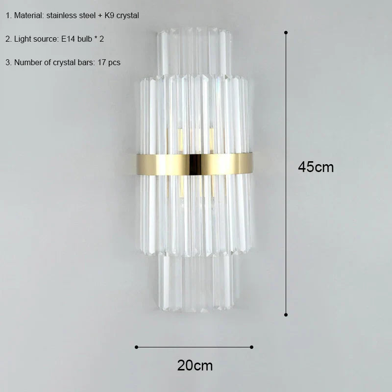 Aplique de pared LED de cristal DecorBites™: luz moderna y lujosa en tonos dorados para sala de estar y dormitorio.