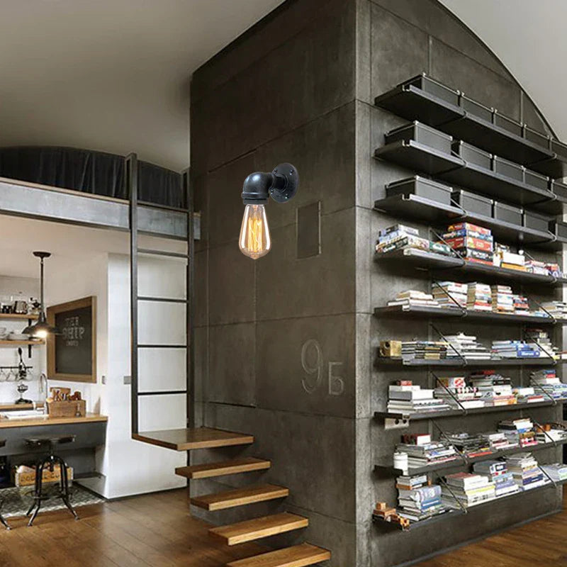 DecorBites™ Industrial Iron Pipe Wall Sconce for Bedroom, Cafe, and Restaurant