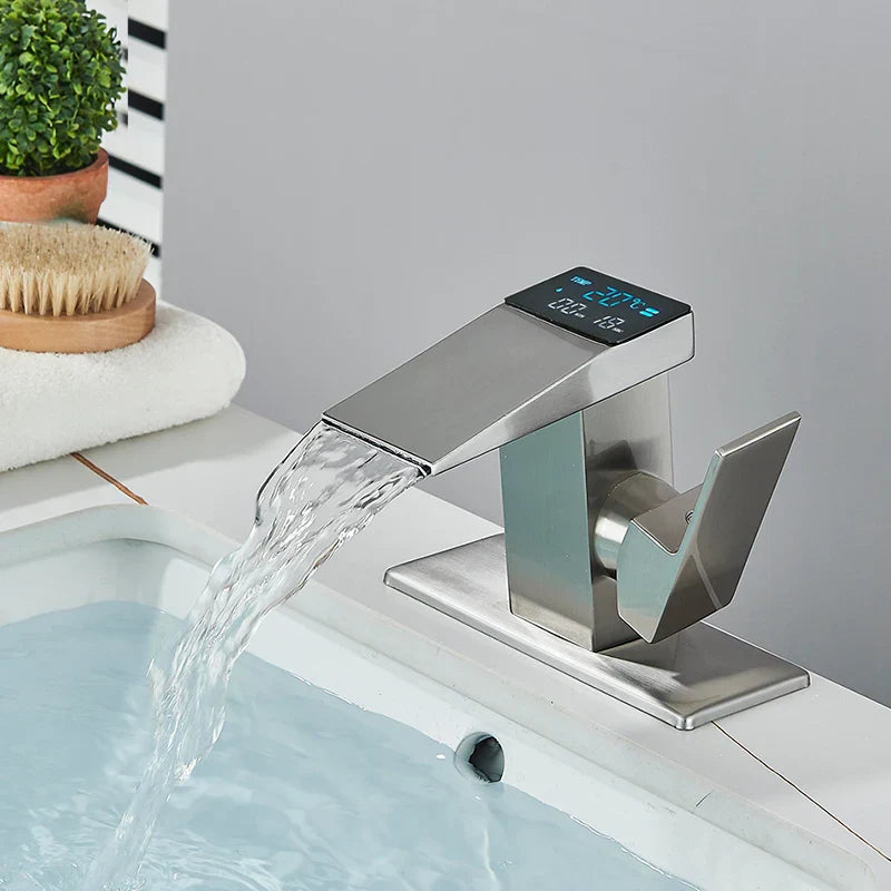 DecorBites™ LCD Digital Basin Faucet, Brass Kitchen Sink Mixer Tap, Hot Cold Display