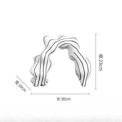 DecorBites™ Golden Ring Black and White Striped Abstract Resin Figurines Home Decor