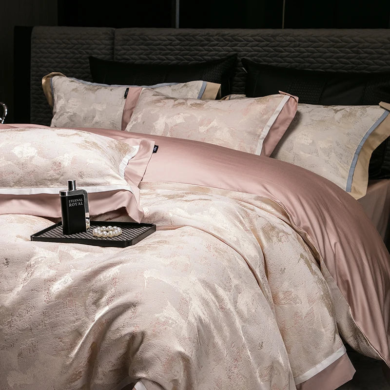 Decobites Luxury Yarn-dyed Jacquard Bedding Set: Duvet, Sheet, Pillowcases