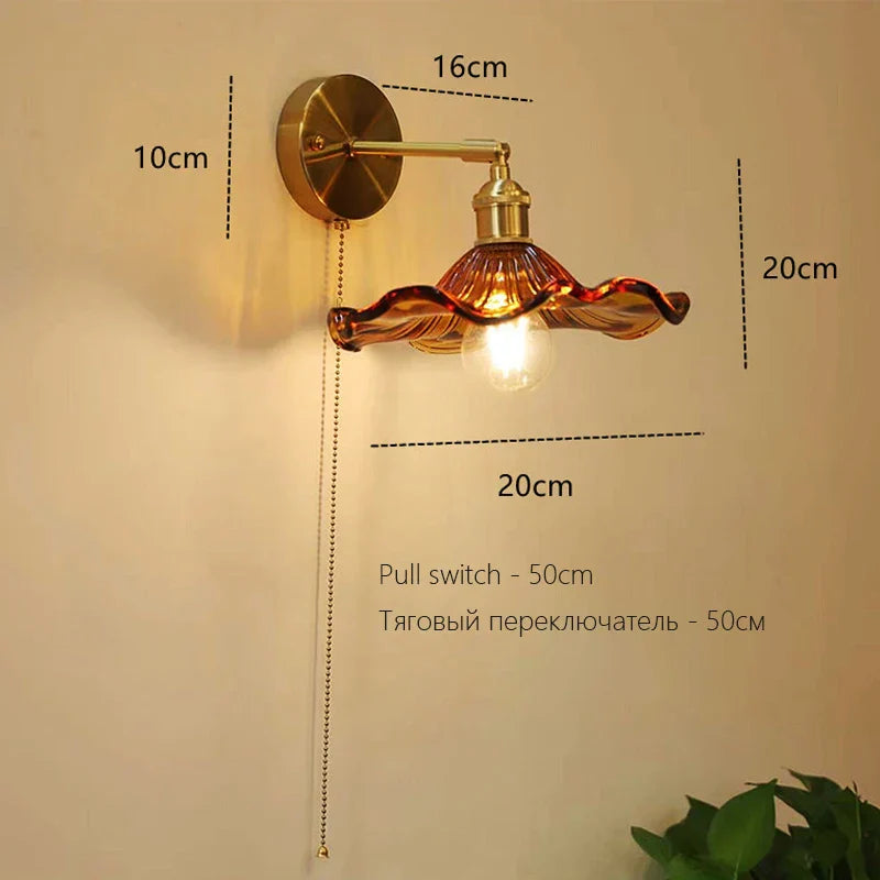 DecorBites™ Art Deco LED Wall Lamp with Pull Switch, Nordic Design, Glass Interior Wall Light